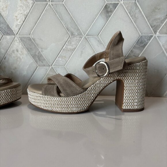 Nero Giardini Sz 39 9 Suede Criss Cross Strap Block Heel Sandal Sandali Donna - Picture 7 of 11